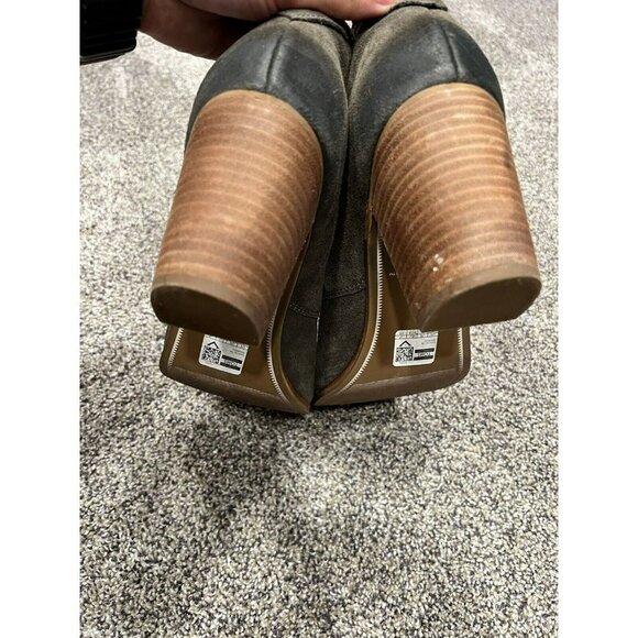 TOMS Lunata  Lace Up Ankle Boots Block Heel Green Size 11 EUC - Picture 4 of 6